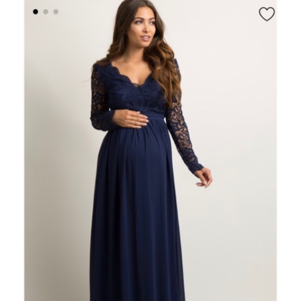 Pink Blush maternity lace&chiffon evening gown